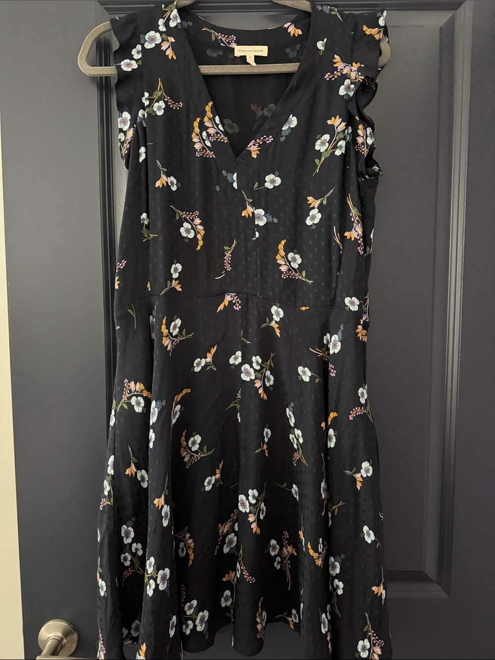 REBECCA TAYLOR black floral silk dress
